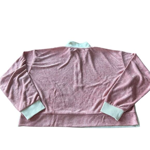 L*Space L Best Life Pullover‎ Pink Cream Terry Sweatshirt Sporty Colorblock New - Picture 6 of 12